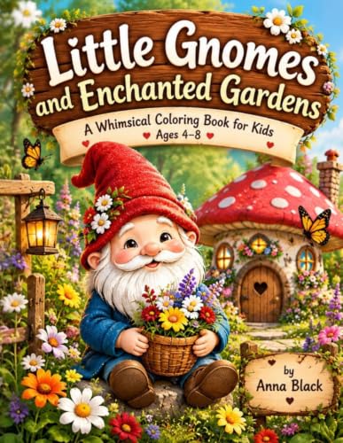 Little Gnomes and Enchanted Gardens - A Whimsical Coloring Book for Kids Ages 4–8 Featuring Cute Garden Gnomes, Magical Mushroom Houses, Flowers and Fairy-Tale Scenes